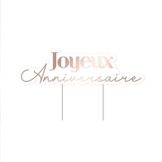 Top gâteau Joyeux Anniversaire rose gold – Cake topper - Partytiem Shop