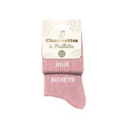 Notre paire de chaussettes à paillettes "Jolie" et "Bichette"