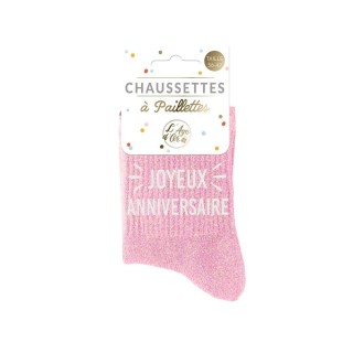 Chaussettes paillettes Joyeux Anniversaire 36-42 | PartyTime Shop