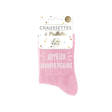 Chaussettes paillettes Joyeux Anniversaire 36-42 | PartyTime Shop