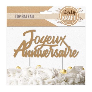 Top gâteau Joyeux Anniversaire kraft – Décoration gâteau - Partytime Shop
