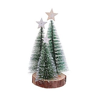 3 sapins sur socle en bois avec étoile au sommet  Hauteur 10cm, 14cm, 18cm