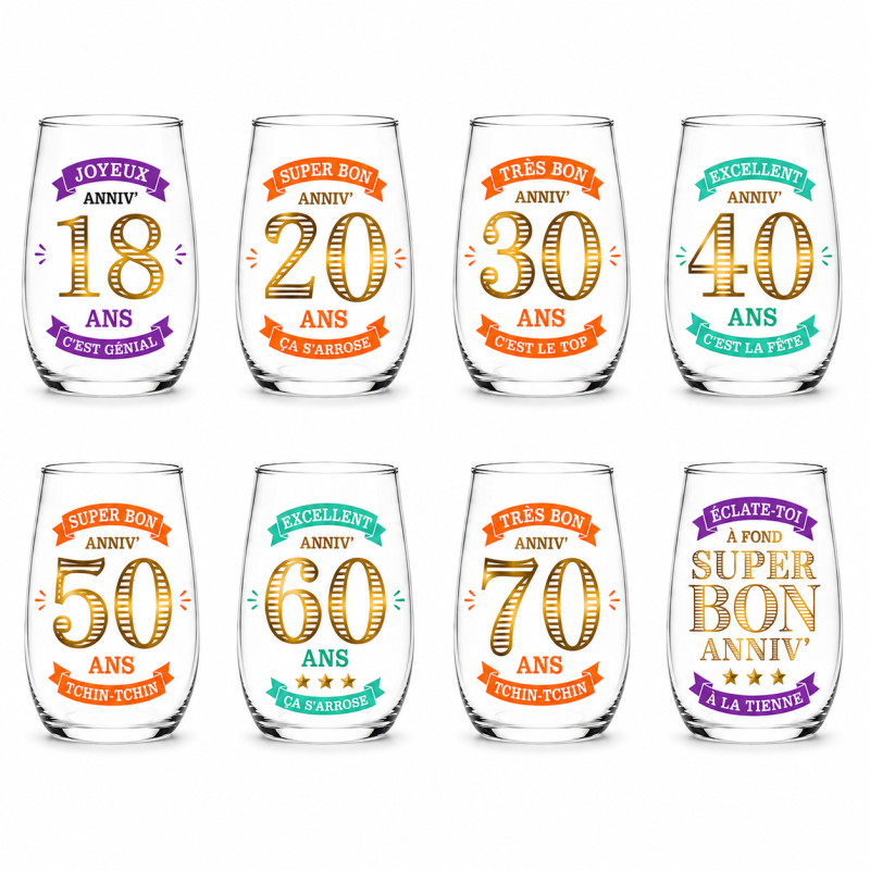 Tumbler-Glas „Age“ 520 ml – Geburtstagsgeschenk – Partytime Shop