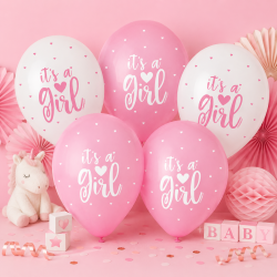 5 Ballons nacrés 30 cm assortis – It's a Girl