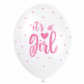 5 Ballons nacrés 30 cm assortis – It's a Girl