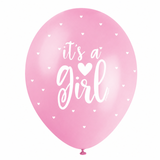 5 Ballons nacrés 30 cm assortis – It's a Girl