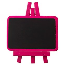 4 Ardoises sur pied, bois,6,7 x 4,5 cm, fuchsia