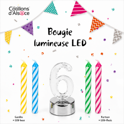 1 Bougie clignotante Led chiffre 6 + 4 bougies