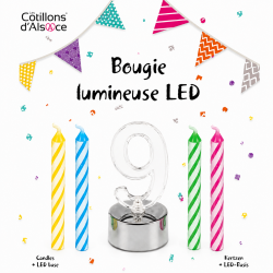 1 Bougie clignotante Led chiffre 9 + 4 bougies
