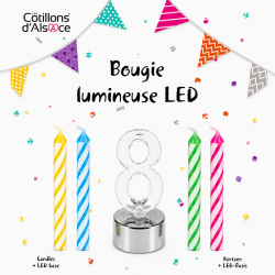 1 Bougie clignotante Led chiffre 8 + 4 bougies
