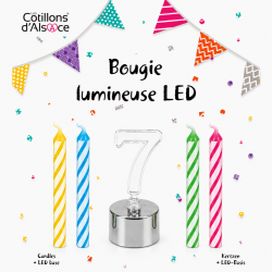 1 Bougie clignotante Led chiffre 7 + 4 bougies