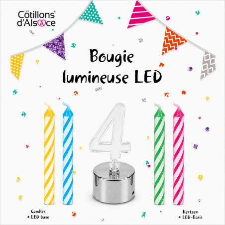 1 Candela LED lampeggiante numero 4 + 4 candele