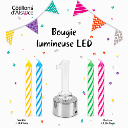 1 Bougie clignotante Led chiffre 1 + 4 bougies