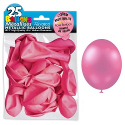 25 ballons métal rose bonbon, ø 30 cm