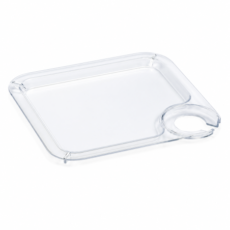 Plateau avec porte-verre, antidérapant, 20 x 20 cm, transparent