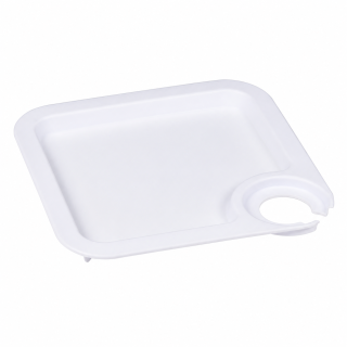 Plateau avec porte-verre, antidérapant, 20 x 20 cm, blanc