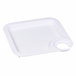 Plateau avec porte-verre, antidérapant, 20 x 20 cm, blanc