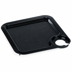 Plateau avec porte-verre, antidérapant, 20 x 20 cm, noir