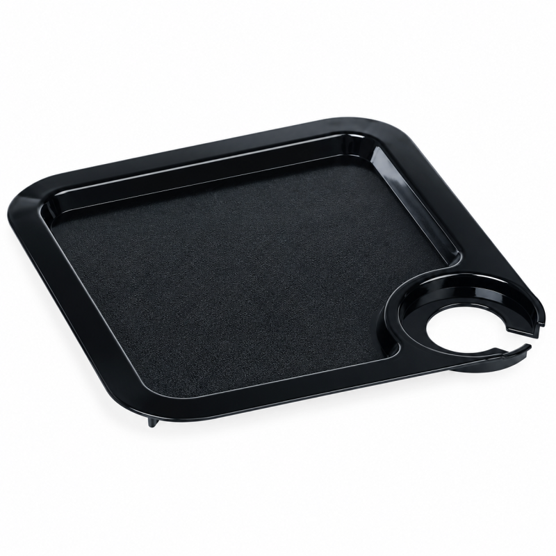 Plateau avec porte-verre, antidérapant, 20 x 20 cm, noir