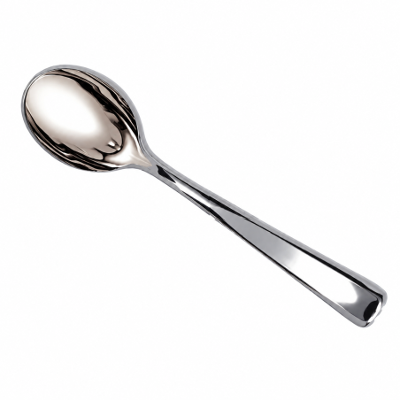 50 cuillère à soupe plastique argent - lavable & réutilisable