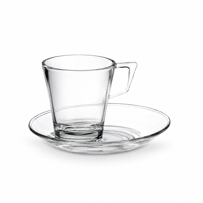 6 Tasses espresso avec sous-tasse 9cl, Tritan, tranparent