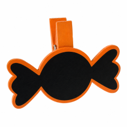 Bonbon sur pince, bois, 5 x 3,7 cm, sachet de 6 pièces, orange