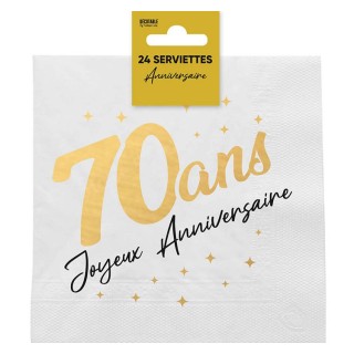 24 Serviettes de table Anniversaire, métallisée, OR