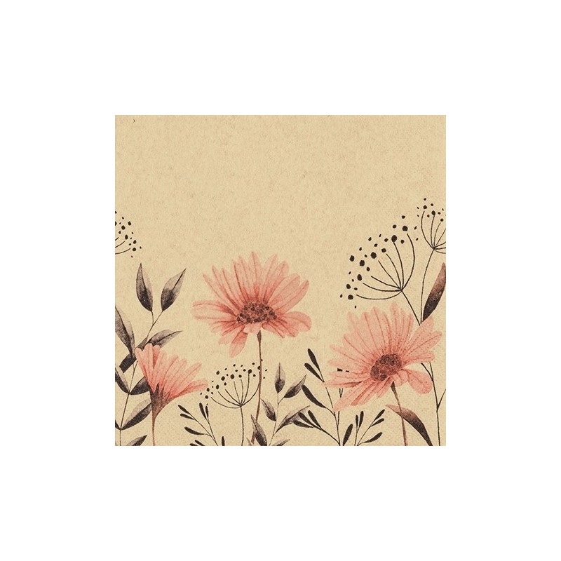 Serviettes en papier motif fleur dimension 33 x 33 cm