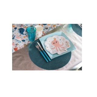 50 Sets de table ronds Ø 34 cm bleu canard | PartyTime Shop