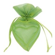 4 cuori, 5x5x3 cm, verde, organza e metallo.