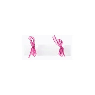 Boîte bonbon transparent avec ruban fuchsia,12x3 cm  , sachet de 4 pièces