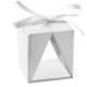 4 scatole regalo, bianche, 3,5x3,5x4 cm, cartone e pvc, nastro bianco