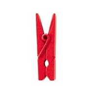 Mini clip in legno, 2,5 cm, busta da 24 pezzi, rosso