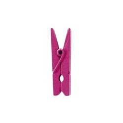 24 Kleine Klammer, Holz, 2,5 cm, fuchsia