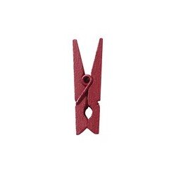 Mini pince en bois, 2,5 cm,sachet de 24 pièces, bordeaux