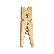 24 Kleine Klammer, Holz, 2,5 cm, gold