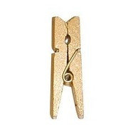 24 Kleine Klammer, Holz, 2,5 cm, gold