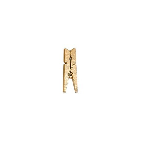 24 Kleine Klammer, Holz, 2,5 cm, gold