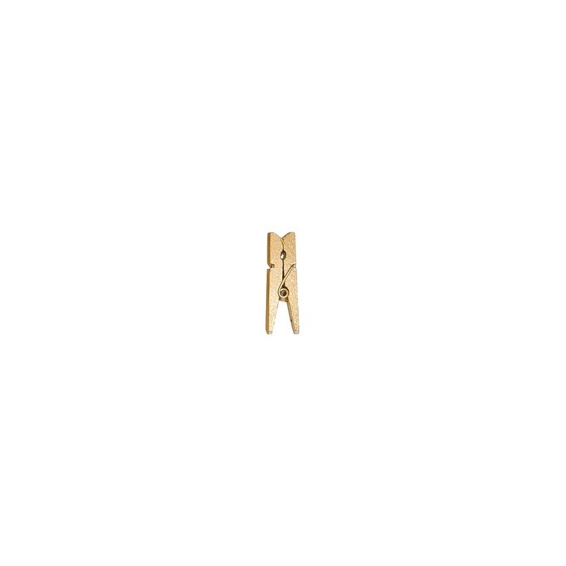 24 Kleine Klammer, Holz, 2,5 cm, gold