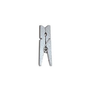 24 Kleine Klammer, Holz, 2,5 cm, silber