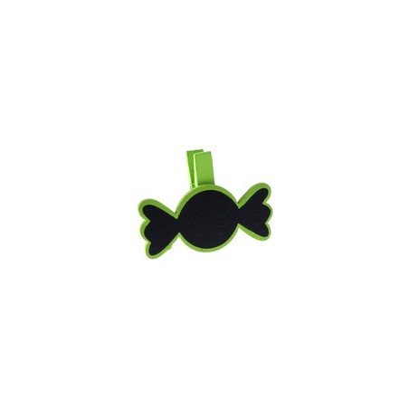 Bonbon sur pince, bois, 5 x 3,7 cm, sachet de 6 pièces, vert