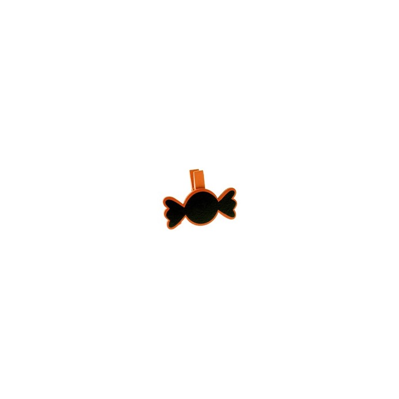 Bonbon sur pince, bois, 5 x 3,7 cm, sachet de 6 pièces, orange