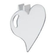 Cuore su clip, in legno e specchio, 4 x 4 cm, sacchetto di 6 pezzi, trasparente