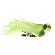 Petit oiseau sur pince , plumes, 6,5 x 1,8 cm, boîte de 4 pièces, vert