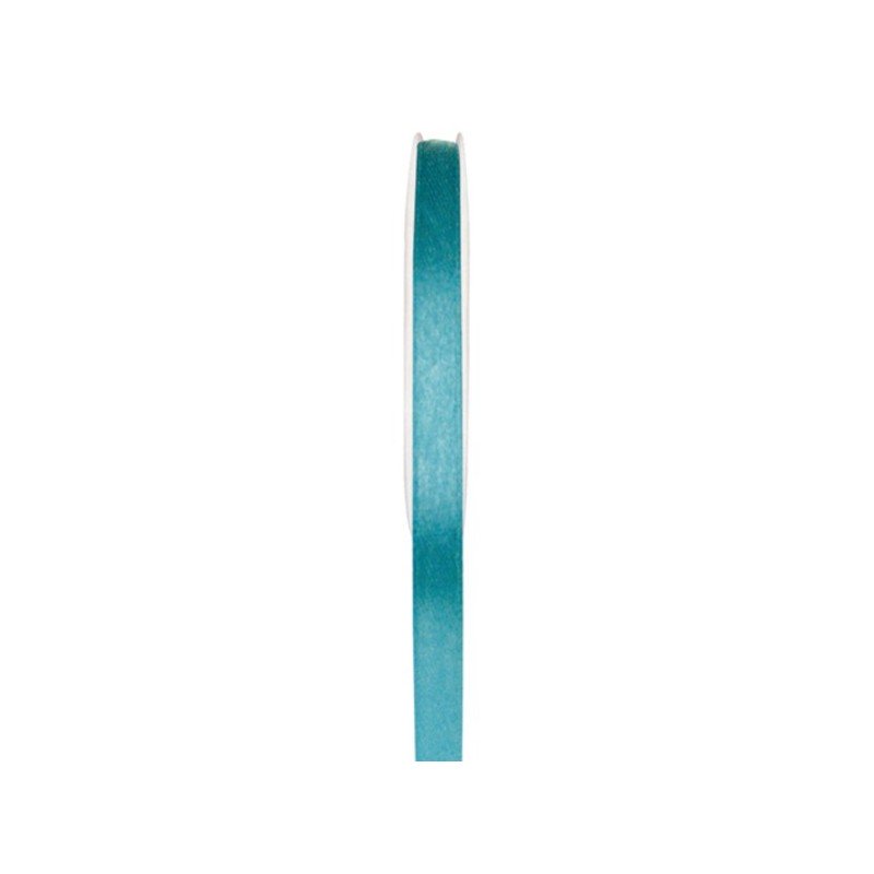 1 Ruban satin double face turquoise, bobine de 25 mètres