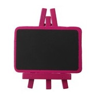 4 Ardoises sur pied, bois,6,7 x 4,5 cm, fuchsia