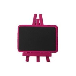 4 Ardoises sur pied, bois,6,7 x 4,5 cm, fuchsia