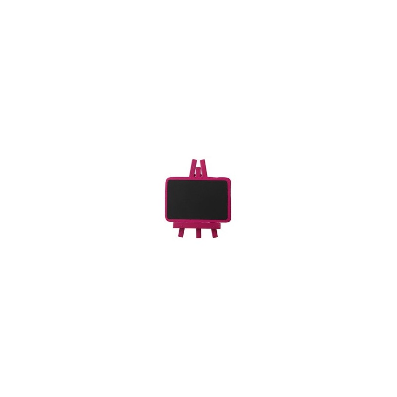 4 Ardoises sur pied, bois,6,7 x 4,5 cm, fuchsia