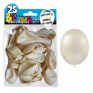 25 Ballons crystal, metallisiert, weiss