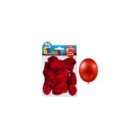 25 Ballons crystal, metallisiert, rot